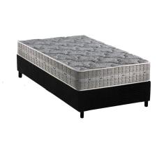 Cama Box Solteiro: Colchão Molas Ensacadas Royal + Base Crc Suede Black (88x188)
