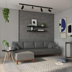 Sofá 4 Lugares Trinidad Com Chaise Esquerdo Linho Cinza