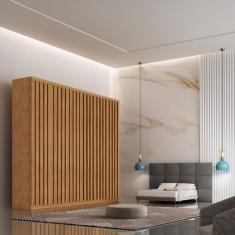 Guarda-roupa Casal Cairo Ripado 6 Portas 2 Gavetas Rufato Naturale