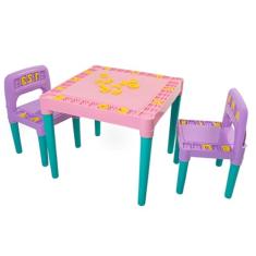 Mesa Educativa Infantil Rosa com 2 cadeiras Tritec Plásticos
