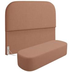 Cabeceira Cama Box King 195cm Lanna com Puff Recamier Doha W01 Linho R