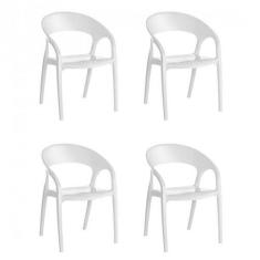 Conjunto 4 Cadeiras de Plástico Polipropileno Empilhável Glass Plus - 
