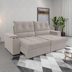 Sofá 4 Lugares Santiago Retrátil e Reclinável Marfim - Viero Móveis