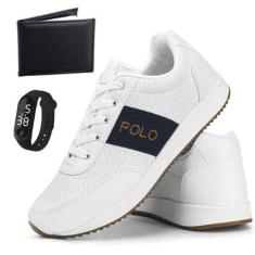 Tênis Polo Masculino Estilo Fino Kit Carteira + Relogio Conforto-Masculino