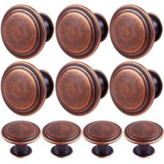 YOIPE Pacote com 10 puxadores de gaveta de forma redonda vermelha de latão antigo para armários de cômoda de liga de zinco puxadores de armário para puxadores de armário com parafusos