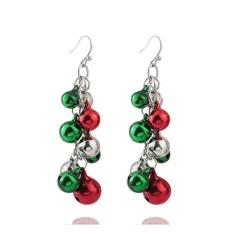 Brincos pendentes de Natal vermelho e verde com pingente de sino fofo cor doce sininho bolinha enfeite de bola brincos de lustre para mulheres, Natal, Ano Novo, festa de Ação de Graças, joias