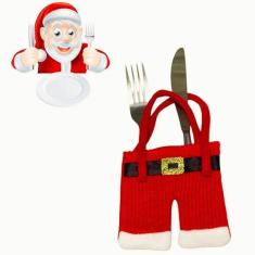 Kit 5 Porta Talheres De Natal Papai Noel Enfeite Decoração