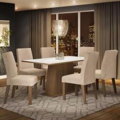 Conjunto Sala de Jantar Madesa Luciana Mesa Tampo de Madeira com 6 Cad