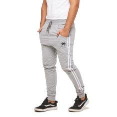 Calça de moletom masculina wooks saruel skinny sport luxo , G, Cinzacl
