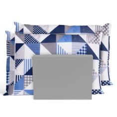 Jogo De Lençol Casal Padrão 3 Pçs 200 Fios Geométrico Cinza - Casa Hom