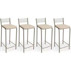 Kit 4 Banquetas Sala Jantar Gênova B705 4 Un Niquel Nude 16