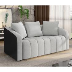 Sofá 02 Lugares Assento Fixo E Encosto Com Almofadas Soltas Tóquio Preto-cinza