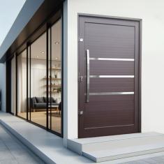 Porta Pivotante Lambril Evolution Com Puxador Lado Esquerdo Elite 216x150 Corten