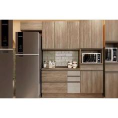 Cozinha Modulada Completa Maxxi 5 Peças 2 Aéreos + 1 Balcão + 1 Torre Quente + 1 Complemento C5p29 Nogal