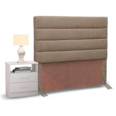 Cabeceira Cama Box Solteiro 90cm Greta Linho E 1 Mesa De Cabeceira Flex Dm1 - Mpozenato Linho Cinza