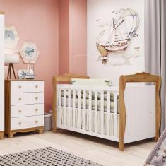 Quarto de Bebê com Berço Minicama e Cômoda 4 Gavetas 100% MDF Nina Esp