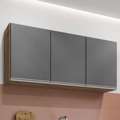 Armário Aéreo Cozinha Madeira 1,20m 3 Porta Área de Serviço Valentina 