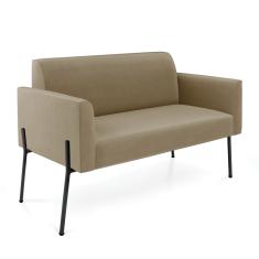 Sofá Namoradeira 2 Lugares Pé de Ferro Preto Marisa Suede Marrom Rato D03 - D'Rossi