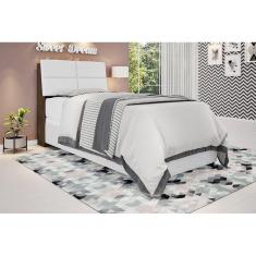 Cabeceira box Solteiro 0,88 Isis Malbec com Painel Class Branco - Framar Móveis