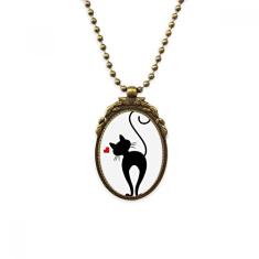 DIYthinker Colar de gato em forma de coração com pingente vintage com pingente de contas