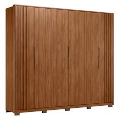 Guarda Roupa Casal Ripado Atrice 6 Portas Nogueira Touch com Pés Demóbile - Demartêz