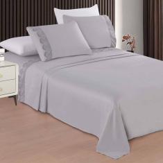 Jogo De Cama King Bordado Renda 3d Microfibra Acetinado