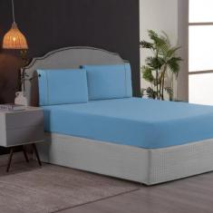 Roupa de Cama Casal Ponto Palito Percal 200 Fios Kit Jogo de Lençol 3 