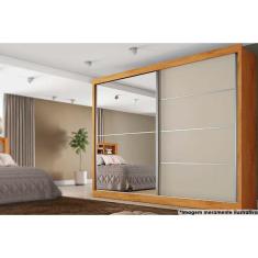 Guarda Roupas 2 Portas de Correr e 4 Gavetas c/ 1 Espelho Verona Plus Peroba/Off White/Peroba - Europa