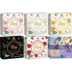 6 Sabonetes Vegetal Aroma das Rosas e Lavanda 170G Davene