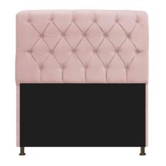 Cabeceira Lady Estofada Capitonê 90 cm para Cama Box Solteiro Suede Rosê Quarto - AM Decor