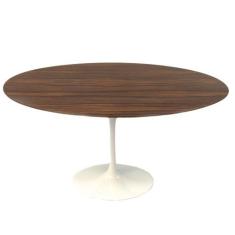 Mesa De Jantar Tulipa Saarinen Oval 137x90 cm Madeira Base Branca - Ee