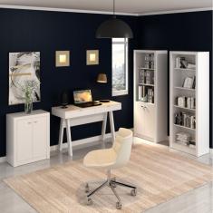 Conjunto Home Office Escrivaninha Balcão 2 Portas E 2 Estantes Tecno Mobili Tecno Mobili Branco