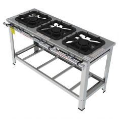 Fogão Industrial Inox Gastromaq 3 Bocas Linha Dupla Fgi403ld