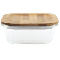 Pote Hermético De Vidro Flat 800Ml Com Tampa De Bambu - Oikos