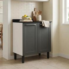 Balcão Cozinha em Aço 2 Portas 70cm com Tampo Florença Itatiaia