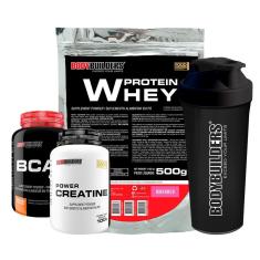 Kit Whey Protein 500G + BCAA 4,5 100g + Creatina 100G + Coqueteleira - Bodybuilders-Unissex