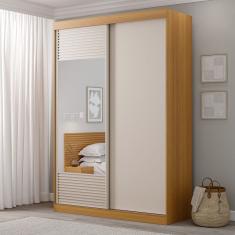 Guarda-roupa Solteiro 2 Portas 1 Porta com Espelho Samambaia Cabecasa Madeiramadeira Carvalho/Off White