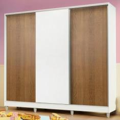 Guarda Roupa Juvenil 100% MDF Madesa Kevin 3 Portas de Correr com Pés 