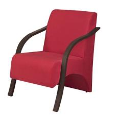 Poltrona Vênus 1 Lugar Braço Madeira D Salla Suede, Vermelho