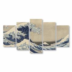Quadro A Grande Onda De Kanagawa Arte Canvas 155X80Cm - Plimshop