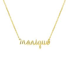 Awegift Colar com nome personalizado, banhado a ouro 18K, joia de presente para madrinha de honra para mulheres, Metal