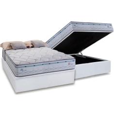 Cama Box Baú Casal: Colchão Molas Herval Maxspring Oslo + Base Crc Courano Branco(138X188)