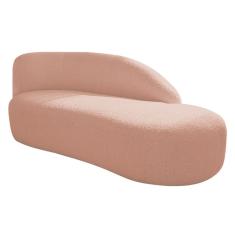 Divã Recamier Curvo Luna 140cm Lado Direito Suede Rosê