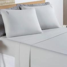 Jogo De Lençol Queen Liana 100% Algodão 4 Peças - Cinza