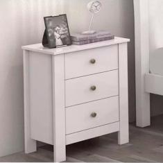 Mesa de Cabeceira Maggiore Branco com 3 Gavetas Lopas, Branco