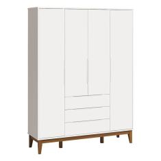 Guarda Roupa Infantil Classic Elfe Branco Acetinado Amadeirado - Reller