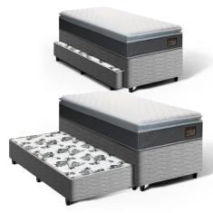 Cama Box com Colchão de Espuma D45 Pillow Top Fort Comfort + Auxiliar de Molas Unique Solteiro 88cm
