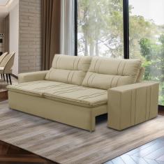 Sofá Retrátil e Reclinável 2 lugares com Molas 1,50m Ester Suede Bege Adonai Estofados