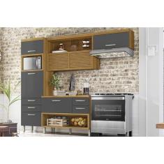 Cozinha Completa Princesa 3 Peças ( 1 Armário + 1 Balcão + 1 Paneleiro) C6p60 Freijo-grafite - Nesher