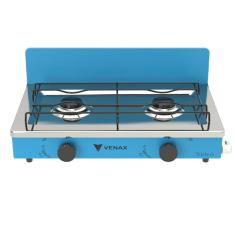 Fogao de Mesa 2 Bocas Venax Flamalar Vetro Azul Gas Glp